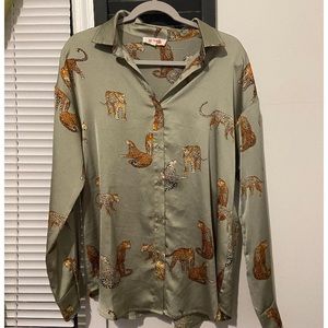 Mazik Leopard design long sleeve silk Blouse